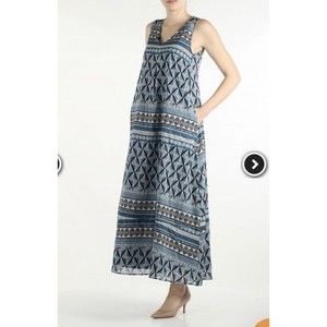 New EMME LACUNA Cotton long tunic Maxi dress MARELLA Sz 2 Lined IT 38 Rts:220